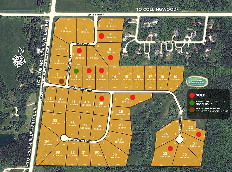 Site plan for Windrose Estates in Collingwood, Ontario